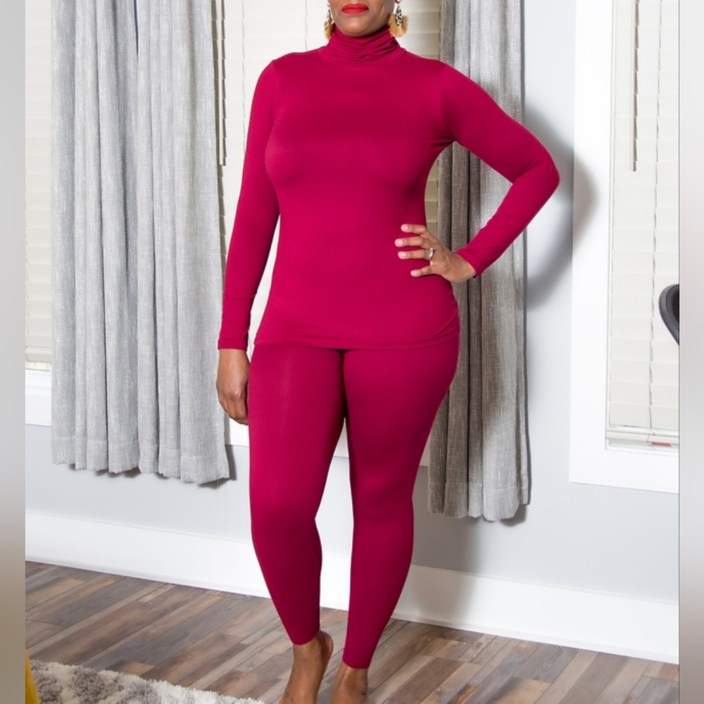 Cabernet Mock Neck Casual Legging Set